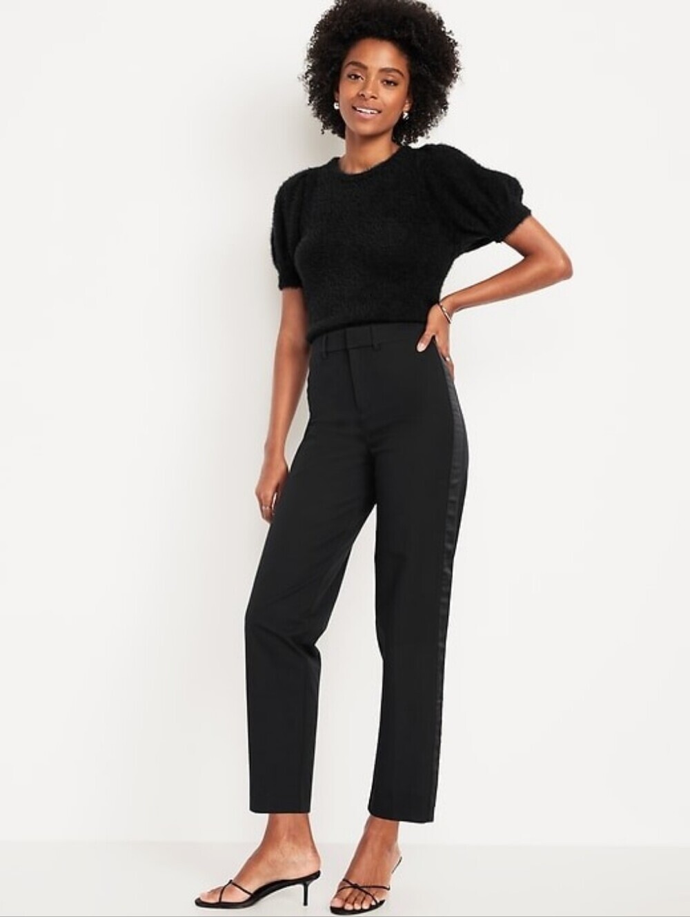Old Navy High Rise Loose Pixie Straight Tuxedo Stripe Pants Black Size 0 NWT $55